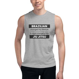 Buy athletic-heather BJJ Changed my life Muscle Shirt