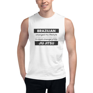 Buy white BJJ Changed my life Muscle Shirt